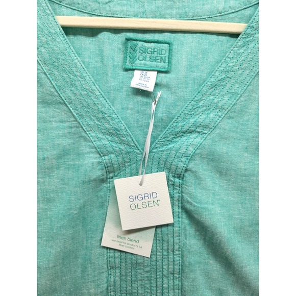 Sigrid Olsen Linen Blend Top Blouse NWT Sz 2X Cruise Resort Wear Pullover Tunic - Picture 3 of 12